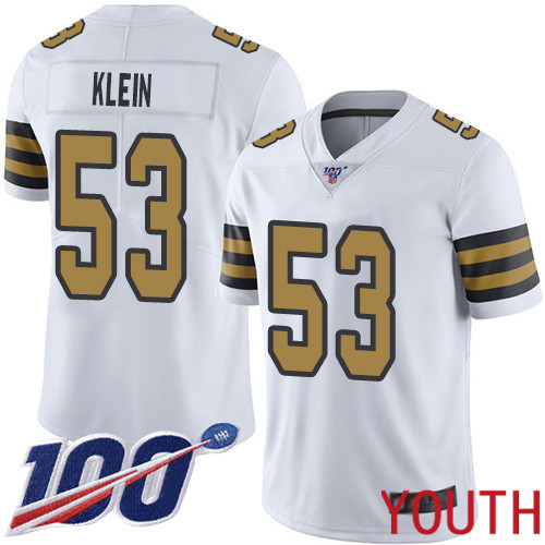 New Orleans Saints Limited White Youth A J  Klein Jersey NFL Football #53 100th Season Rush Vapor Untouchable Jersey